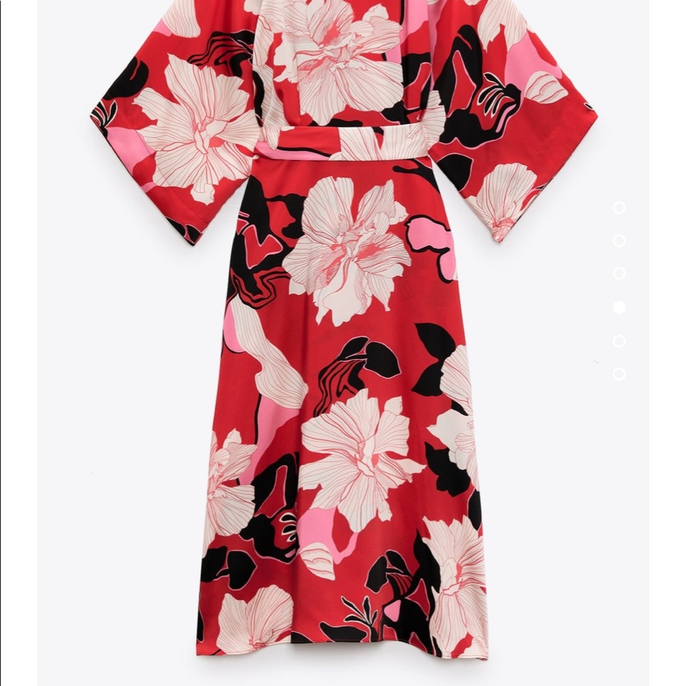 ZARA FLORAL TIE PRINT DRESS - Picture 6 of 6